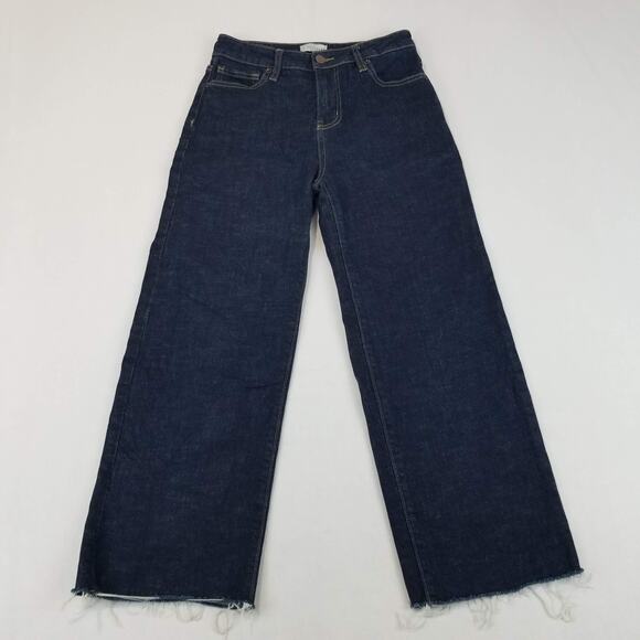 Oliver Logan Denim - Oliver Logan Jeans Womens 27P Blue Aberdeen Wide Leg Crop High Rise Raw Hem